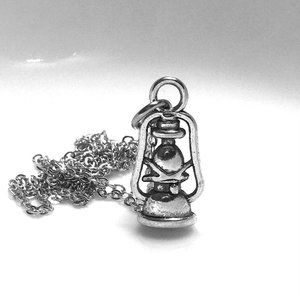 Miniature Oil Lamp Camping Lantern Outdoors Camping Light Charm Gift Necklace